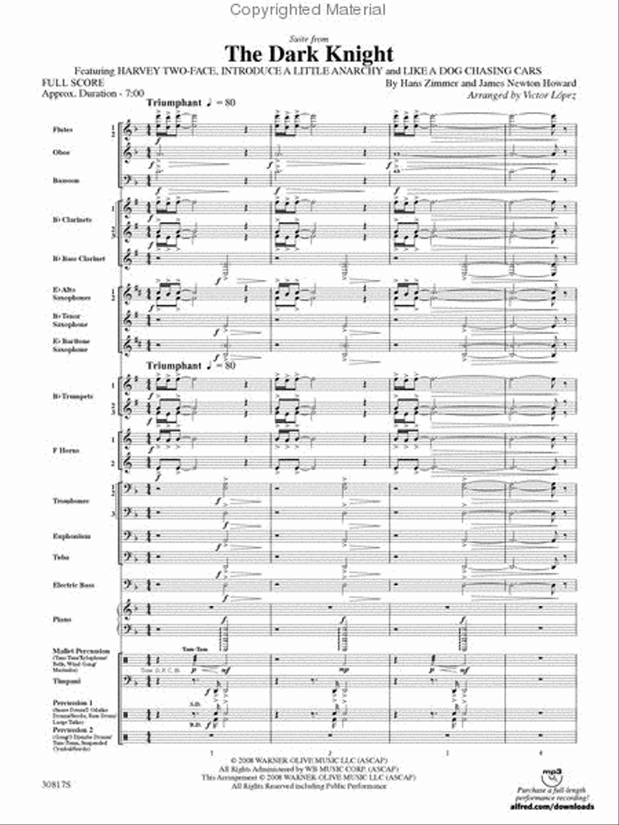 Suite from The Dark Knight Concert Band scores gallery preview page 2