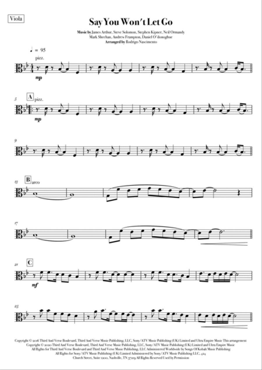 Say You Won't Let Go String Quartet scores gallery preview page 5