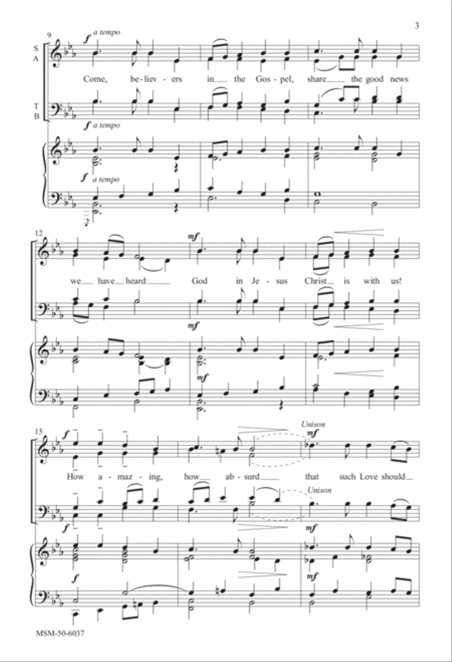 Come, Believers in the Gospel 4-Part scores gallery preview page 3