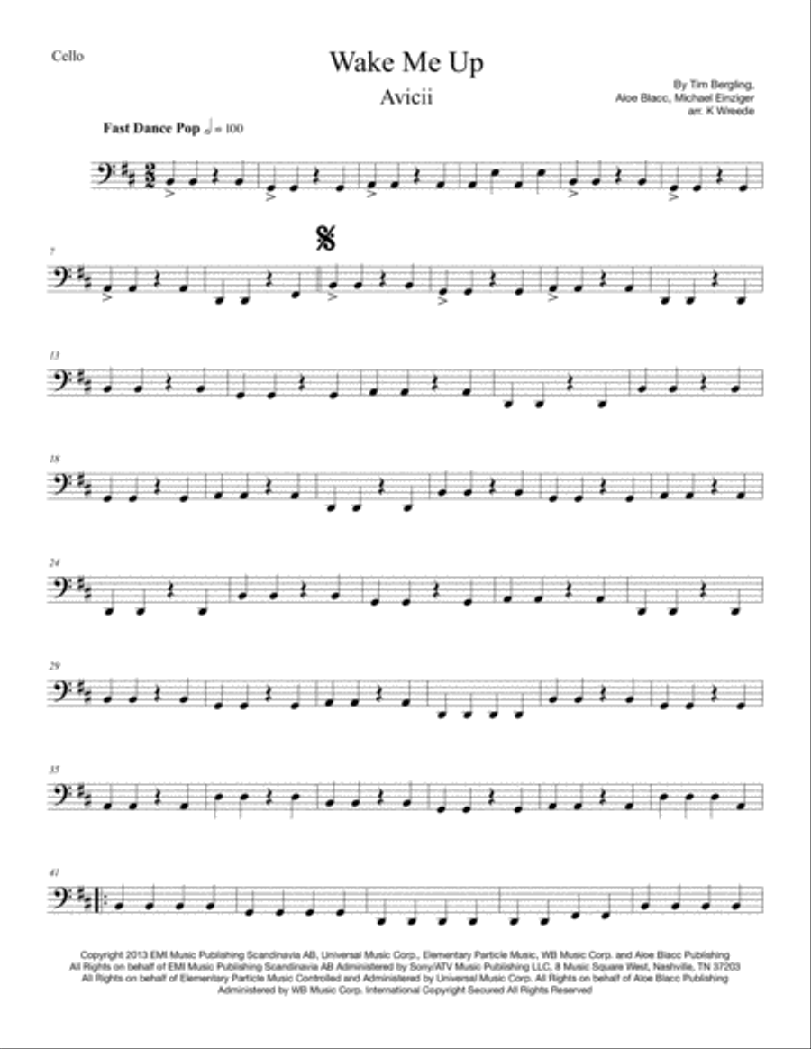 Wake Me Up String Quartet scores gallery preview page 6