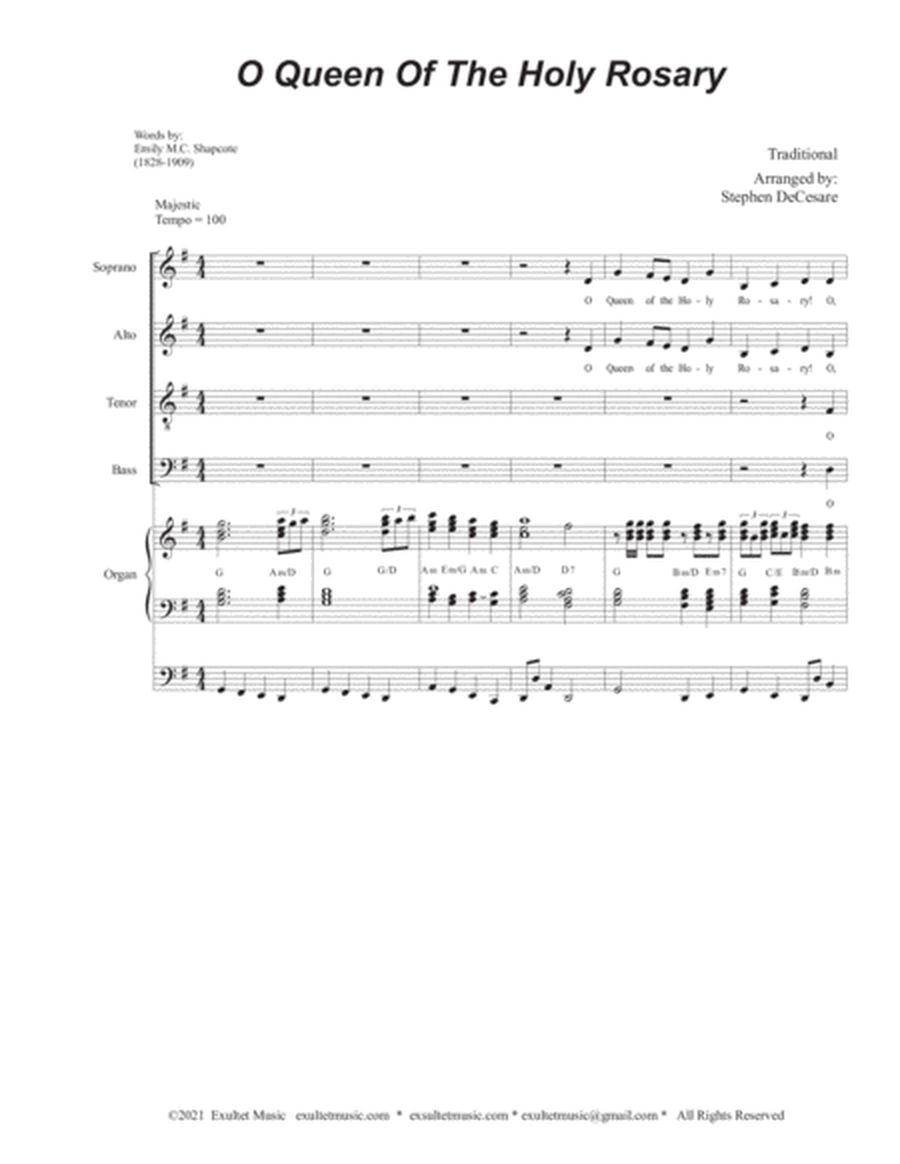 O Queen Of The Holy Rosary (SATB - Organ accompaniment) image number null