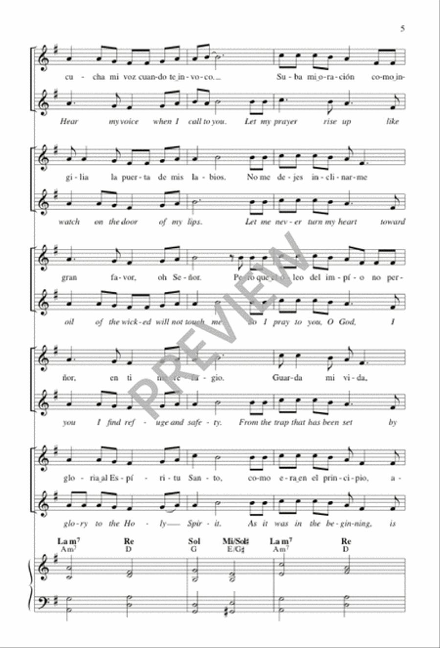 Suba Mi Oración / Let My Prayer Rise Up 4-Part scores gallery preview page 5