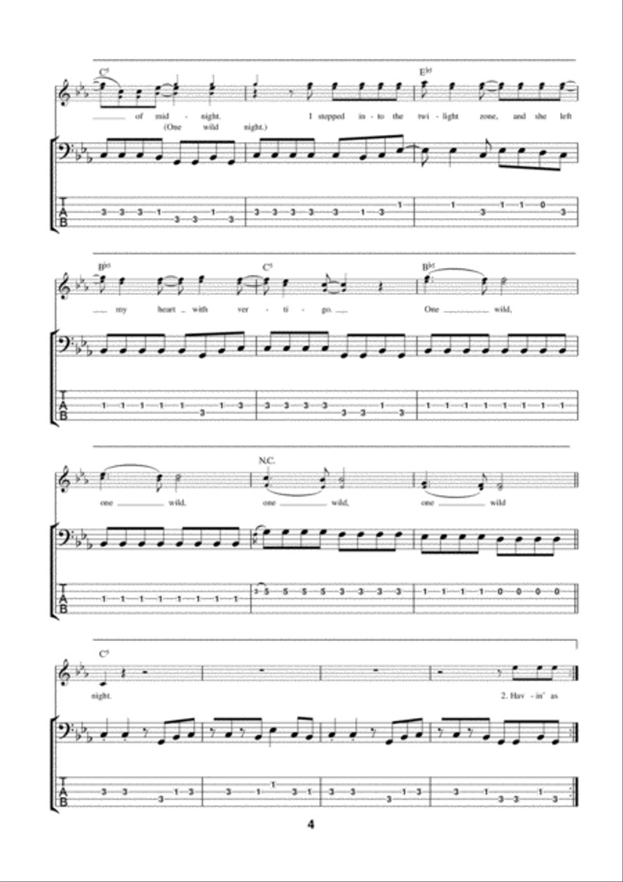 One Wild Night Guitar Tablature scores gallery preview page 4