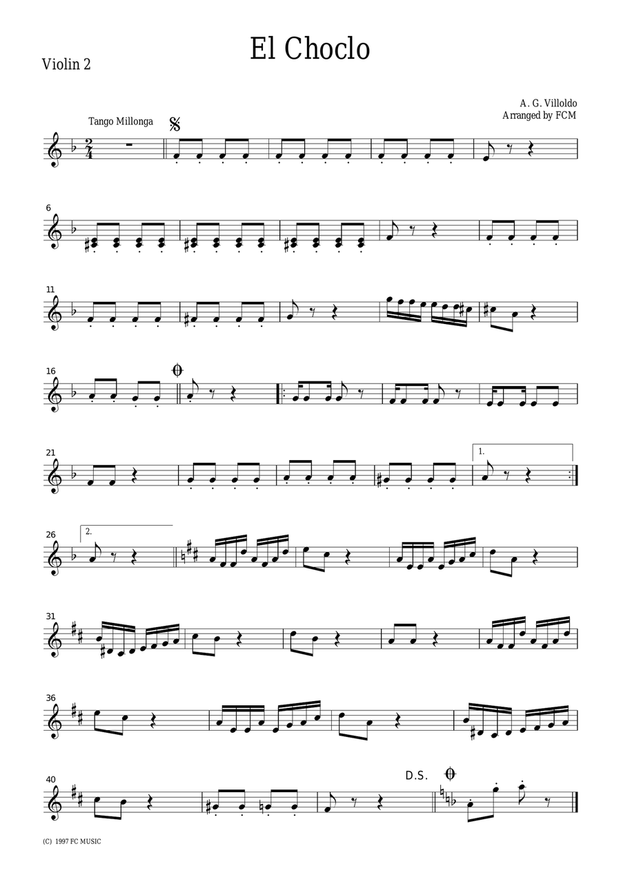 Tango El Choclo, for string quartet, TA002 String Quartet scores gallery preview page 2