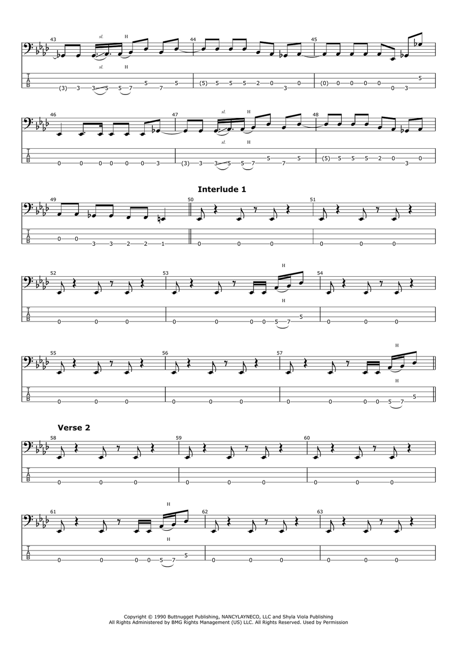 Man In The Box Bass Guitar Tablature scores gallery preview page 3