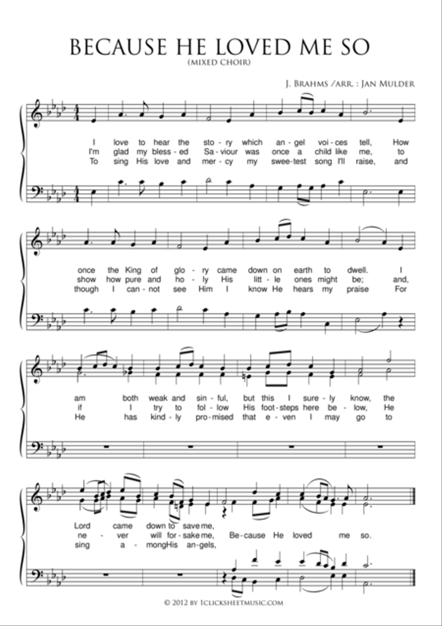 Because He Loved Me So 4-Part scores gallery preview page 1