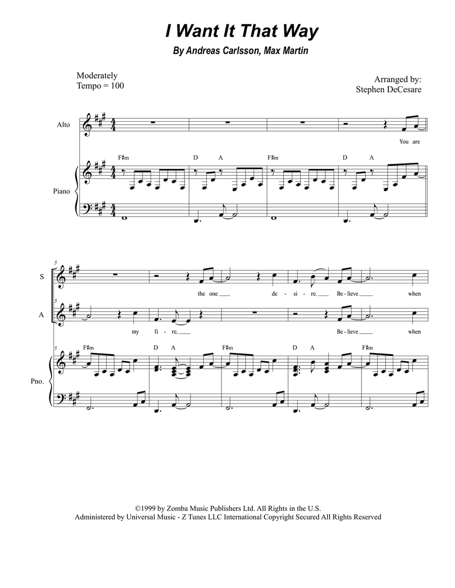I Want It That Way SA scores gallery preview page 1