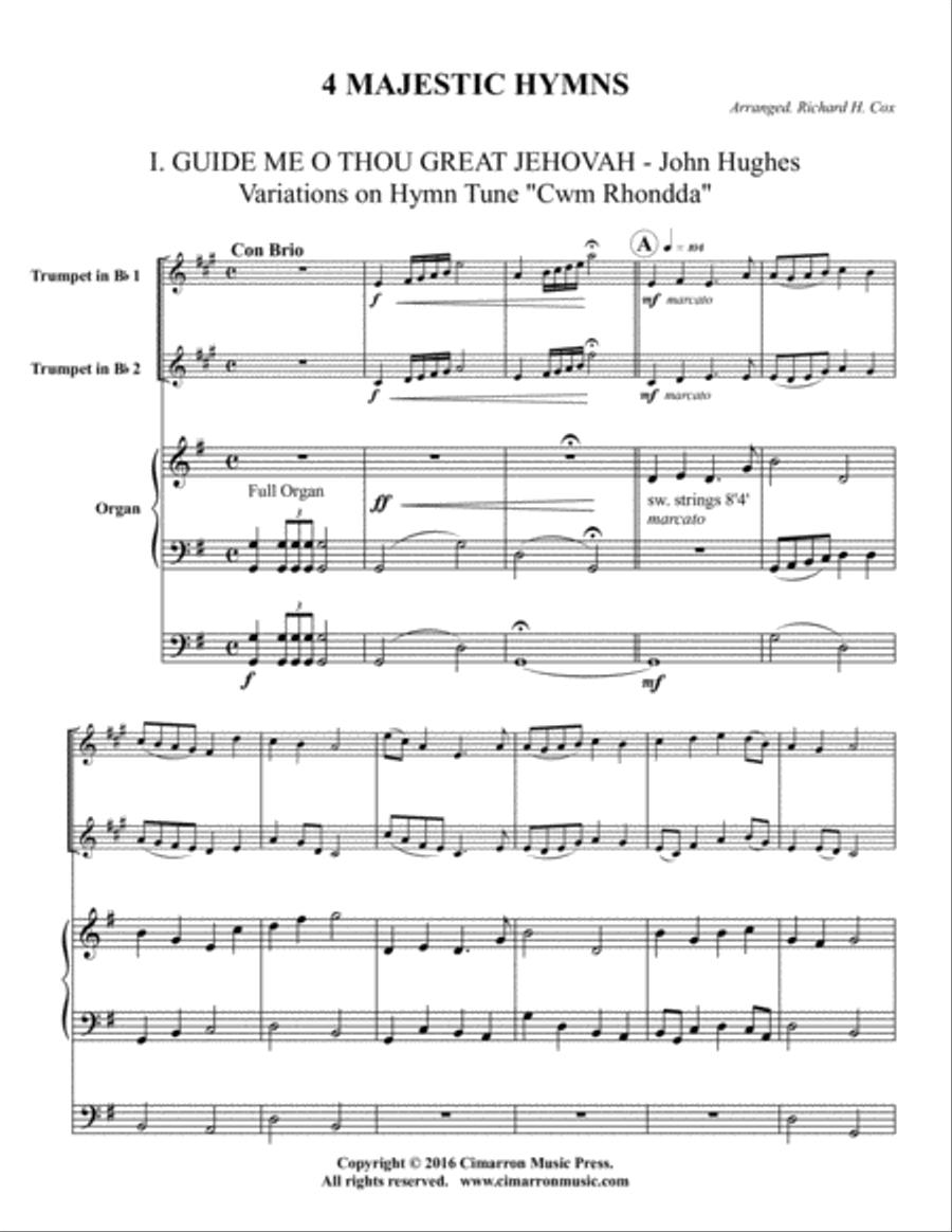 4 Mjestic Hymns Brass Duet scores gallery preview page 1