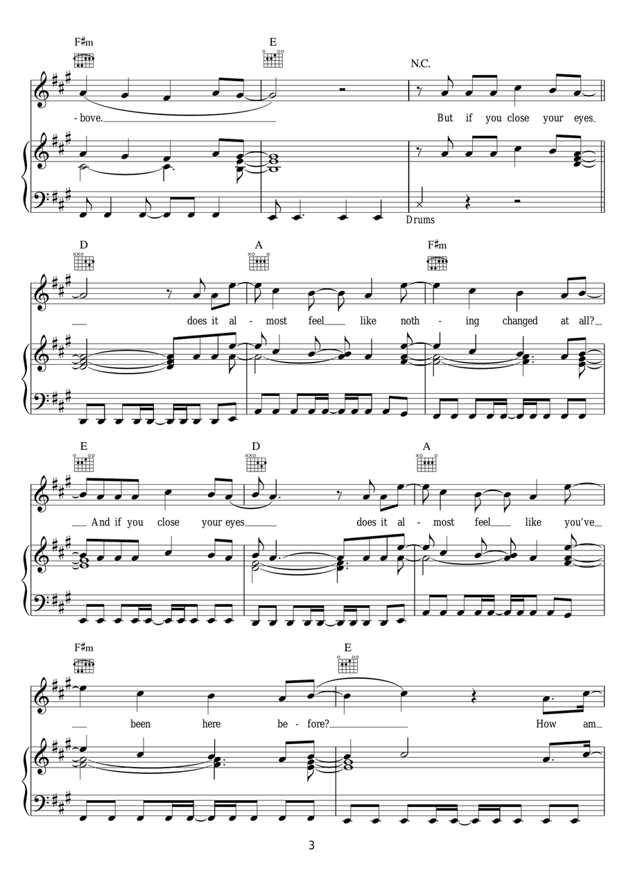 Pompeii Acoustic Guitar scores gallery preview page 3