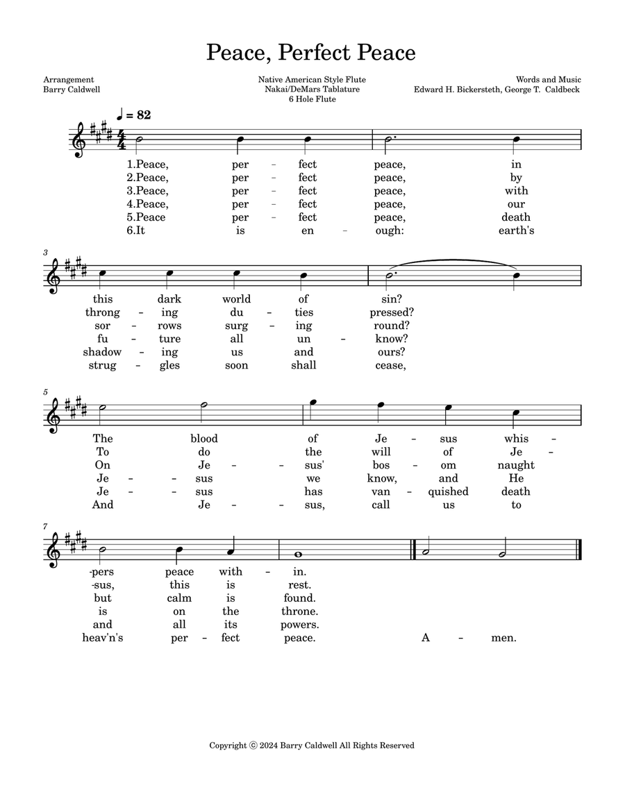 Peace, Perfect Peace for Native American Style Flute Flute Solo scores gallery preview page 1