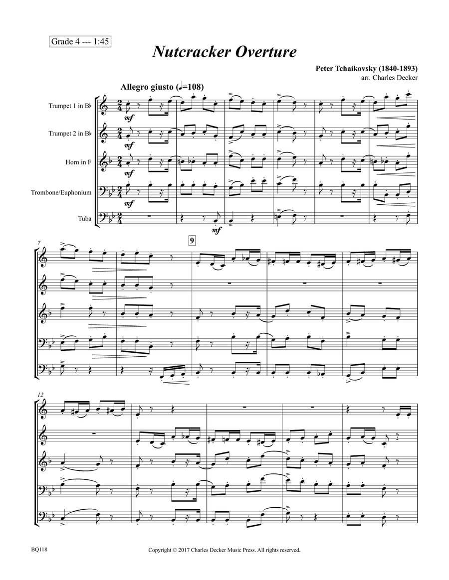 Nutcracker Suite Overture for Brass Quintet Brass Quintet scores gallery preview page 2