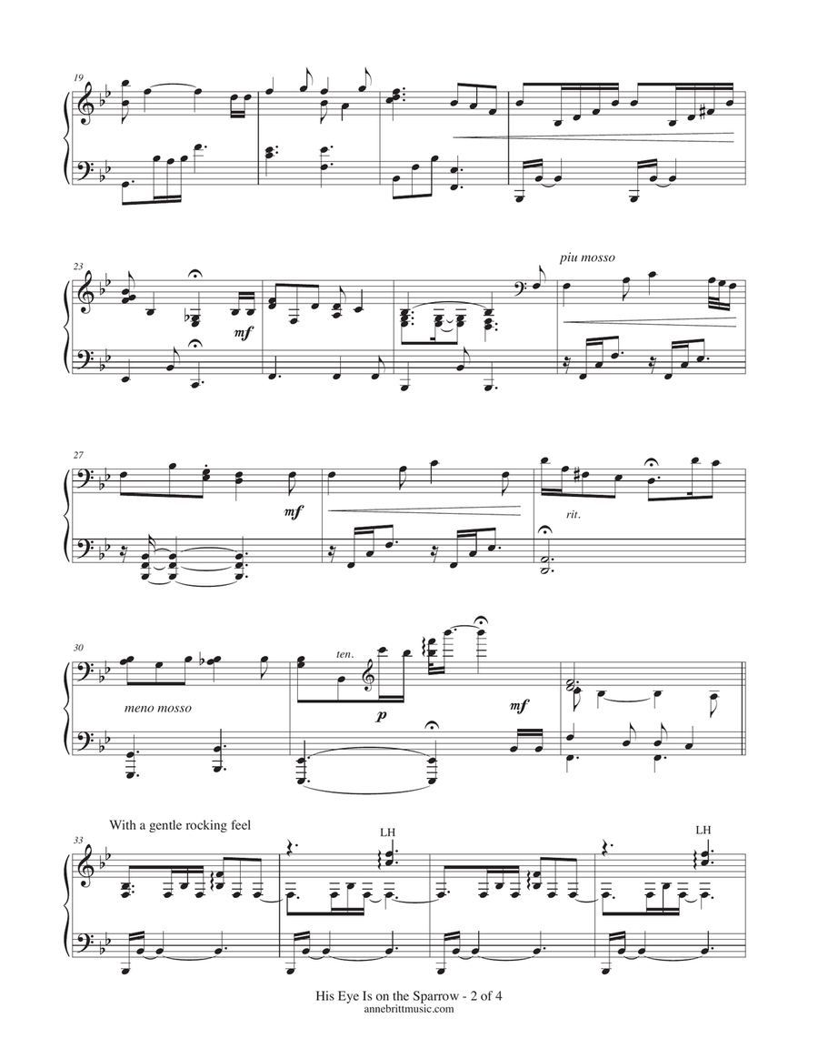 His Eye Is on the Sparrow (early intermediate piano solo) Piano Solo scores gallery preview page 2