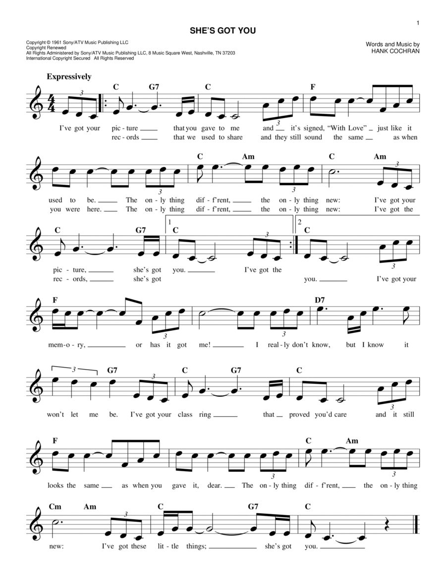 She's Got You She's Got You Guitar scores gallery preview page 1
