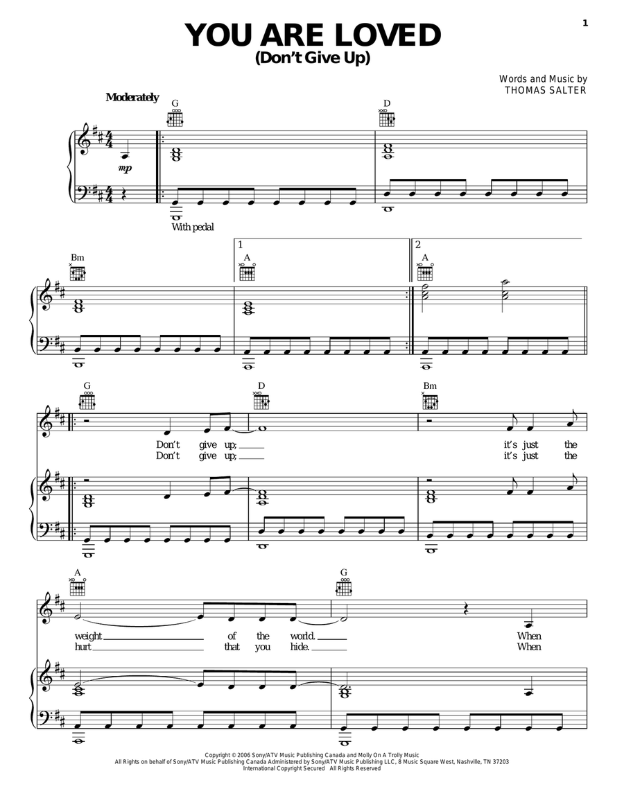 You Are Loved (Don't Give Up) Acoustic Guitar scores gallery preview page 1