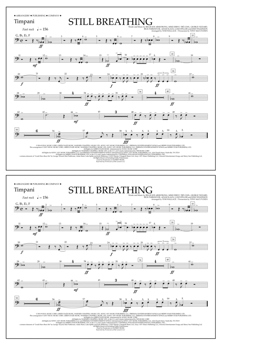 Still Breathing - Timpani Percussion scores gallery preview page 1