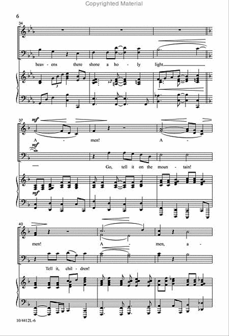 Amen! Tell It on the Mountain! 4-Part scores gallery preview page 6