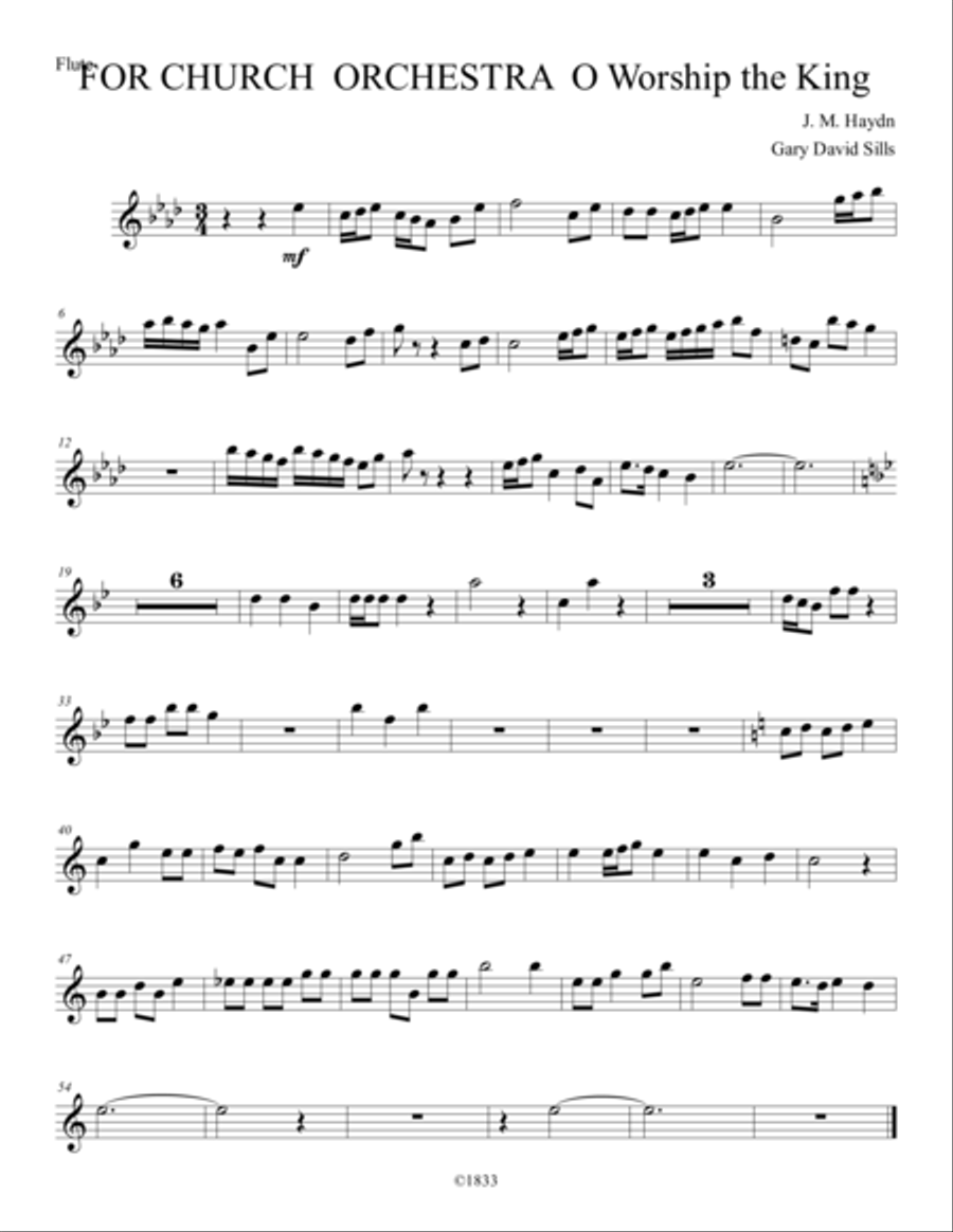 For Church Orchestra O Worship the King Flute 1 Flute Solo scores gallery preview page 1