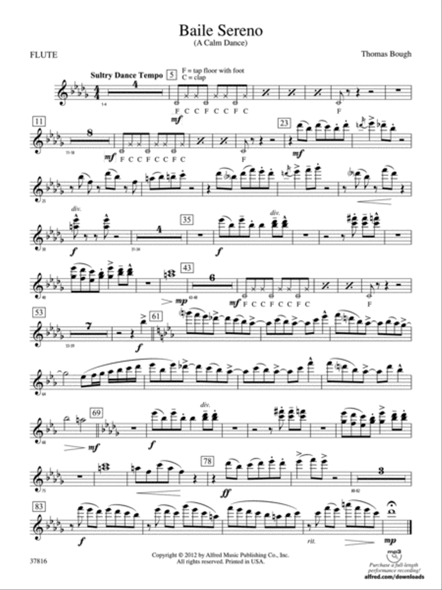 Baile Sereno: Flute Concert Band scores gallery preview page 1