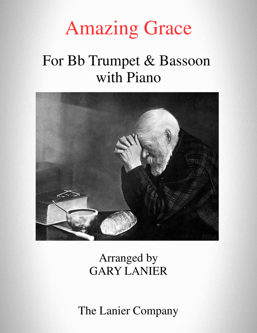 AMAZING GRACE (Bb Trumpet & Bassoon with Piano - Score & Parts included) Bassoon scores gallery preview page 1