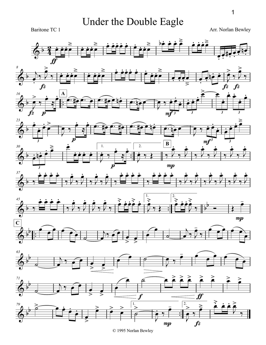 Octubafest Baritone 1 Treble Clef Part Book - Tuba/Euphonium Quartet Baritone Horn TC scores gallery preview page 3