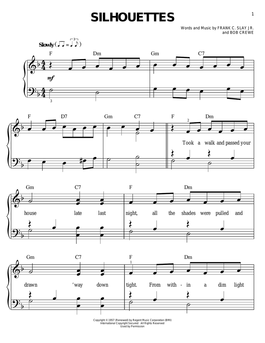 Silhouettes Silhouettes Easy Piano scores gallery preview page 1