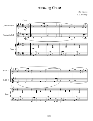 Amazing Grace (Clarinet Duet with Piano Accompaniment)