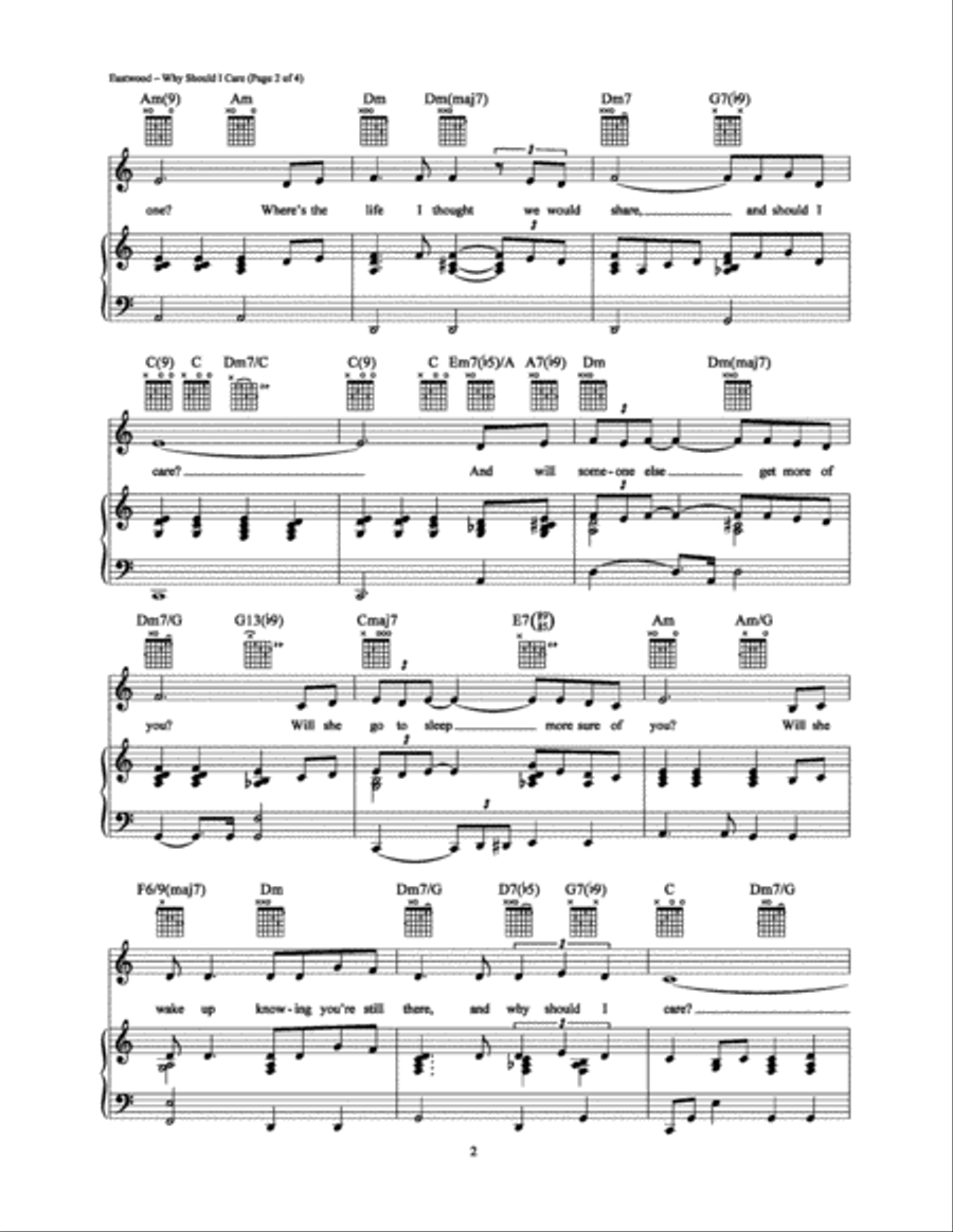 Why Should I Care Piano, Vocal, Guitar scores gallery preview page 2
