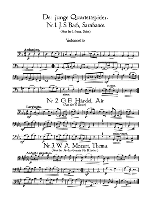 Book cover for Album of Easy String Quartets, Volume III (Pieces by Bach, Haydn, Mozart, Beethoven, Schumann, Mendelssohn, and others): Cello