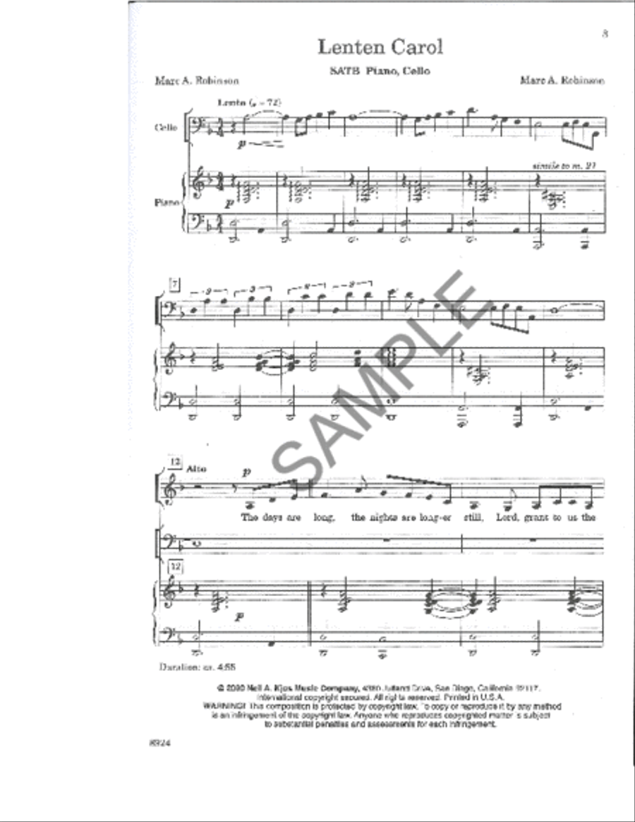 Lenten Carol 4-Part scores gallery preview page 2