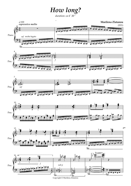 HOW LONG? for solo piano Piano Solo - Digital Sheet Music