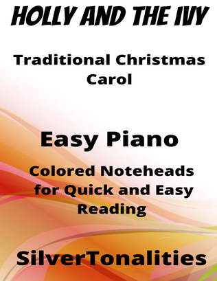 Book cover for Holly and the Ivy Easiest Piano Sheet Music with Colored Notation