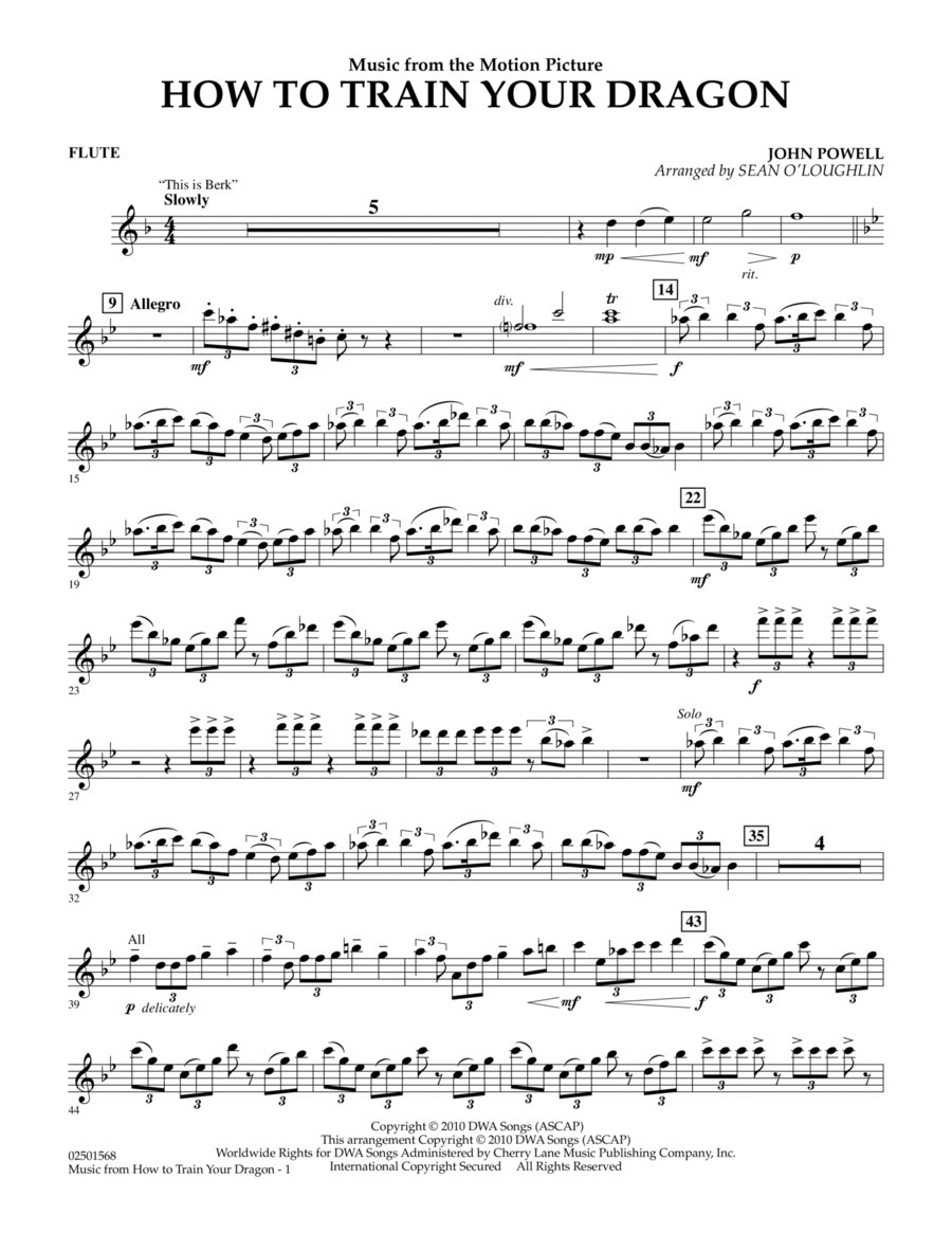 Music from How To Train Your Dragon - Flute Concert Band scores gallery preview page 1