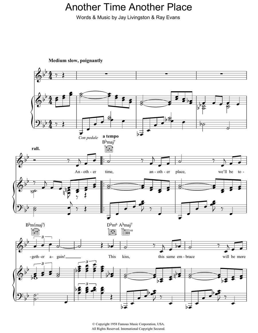 Another Time, Another Place Piano, Vocal, Guitar scores gallery preview page 1