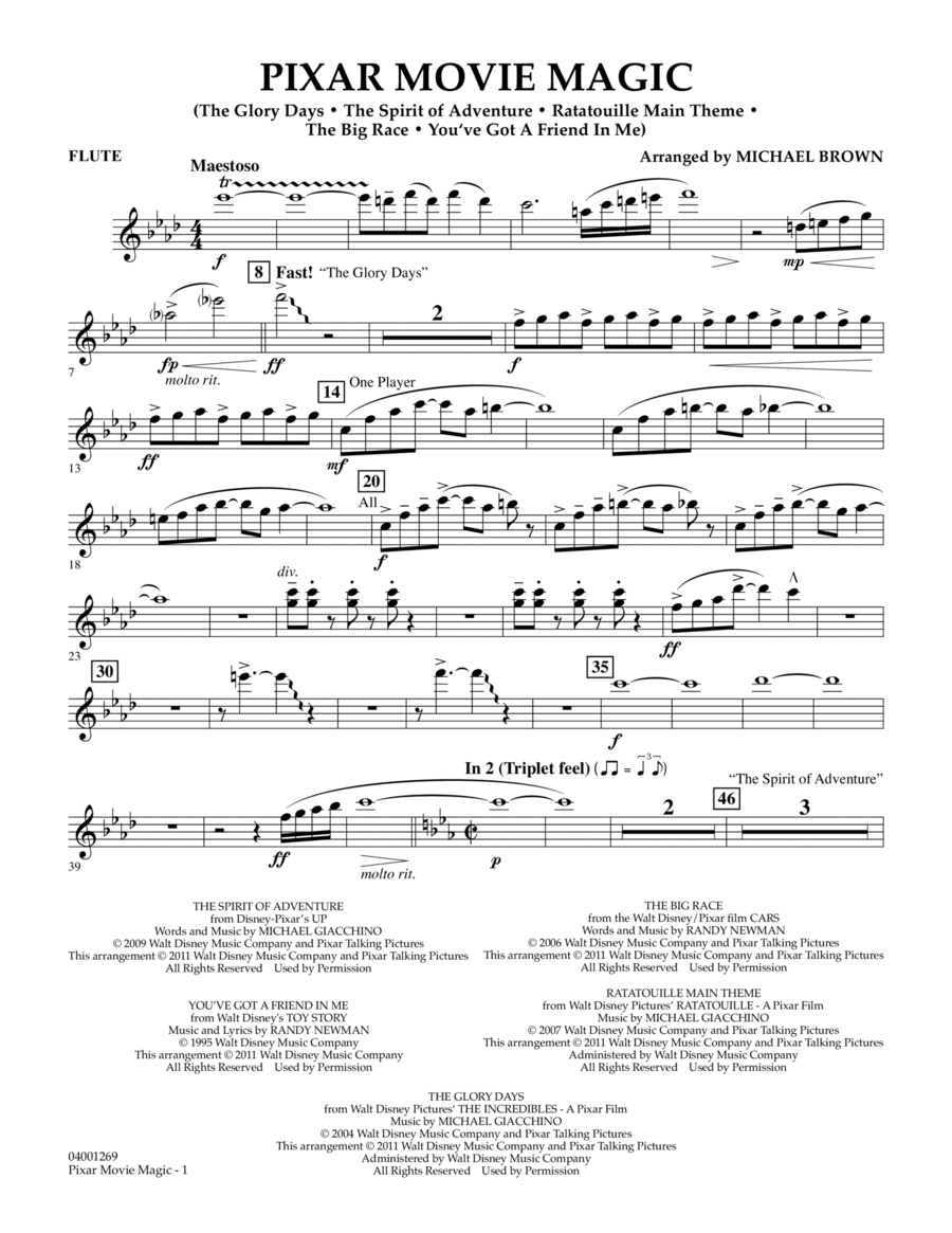 Pixar Movie Magic - Flute Concert Band scores gallery preview page 1