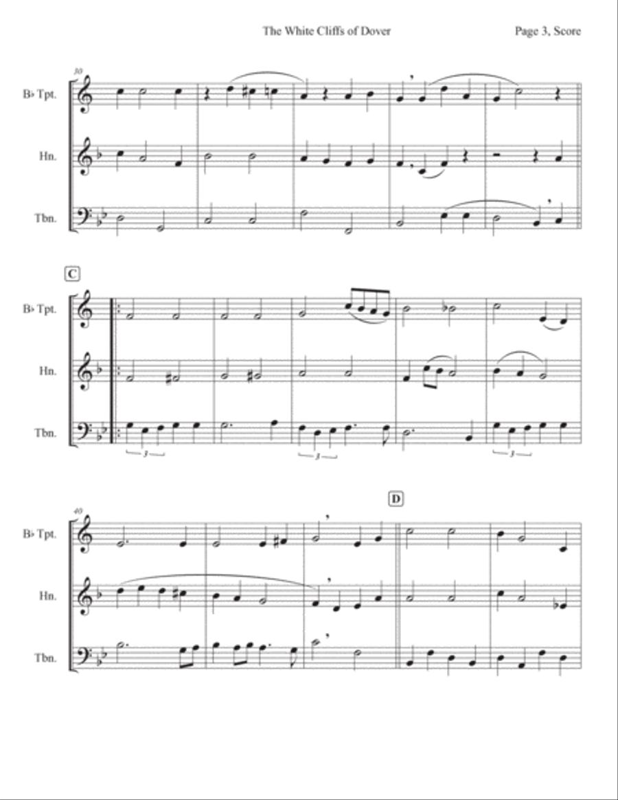 (there'll Be Bluebirds Over) The White Cliffs Of Dover Horn scores gallery preview page 3