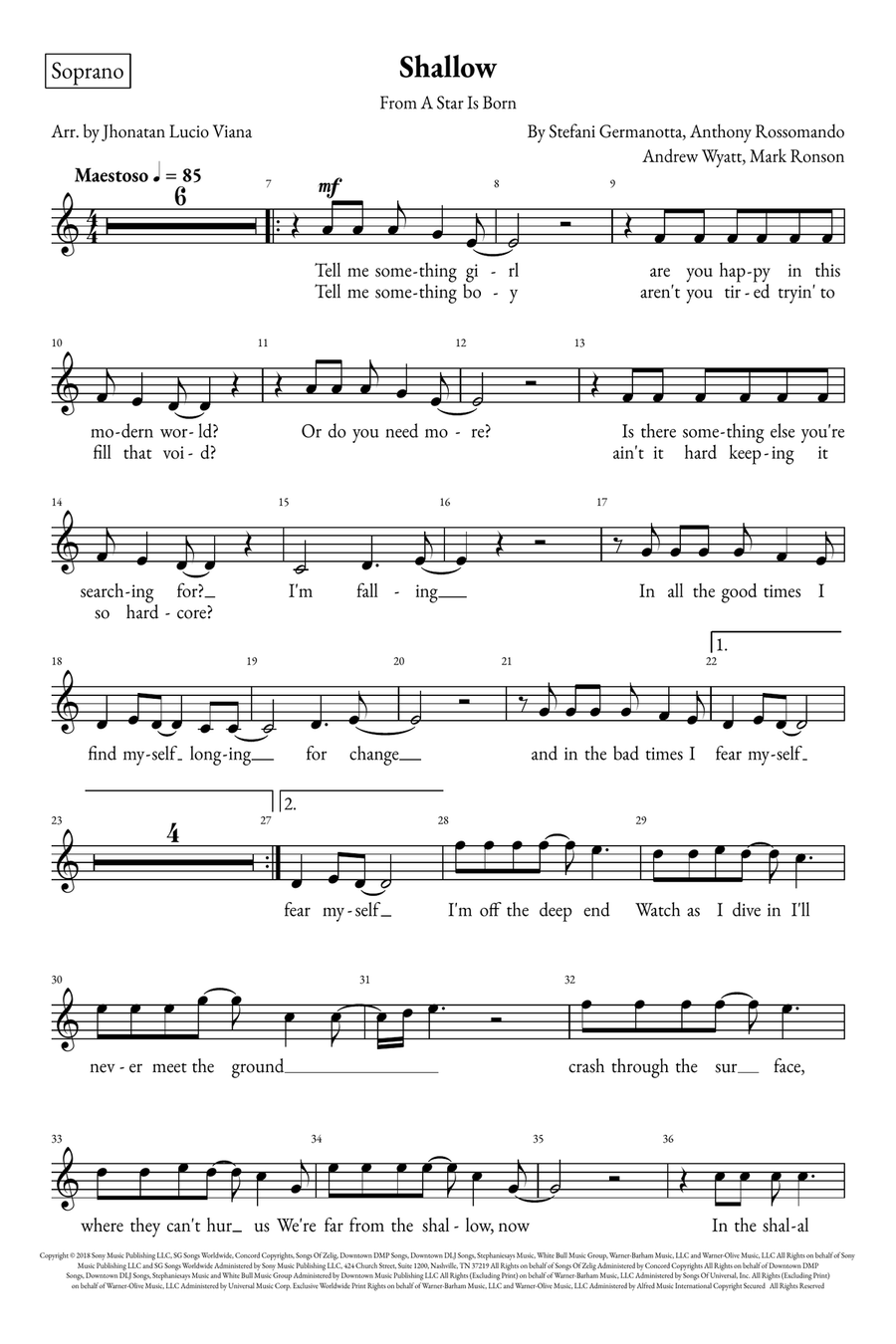 Shallow A Cappella scores gallery preview page 6