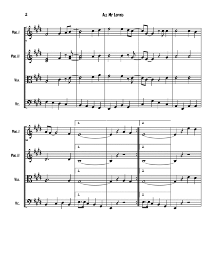 All My Loving All My Loving String Quartet scores gallery preview page 2