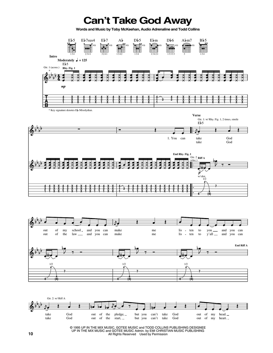 Can't Take God Away Acoustic Guitar scores gallery preview page 1