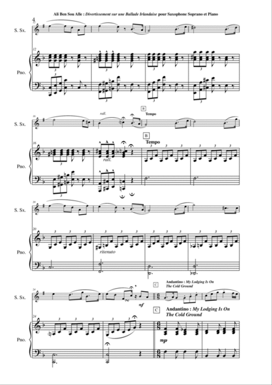 Ali Ben Sou Alle : Divertissement sur Une Ballade Irlandaise Woodwind Duet scores gallery preview page 4