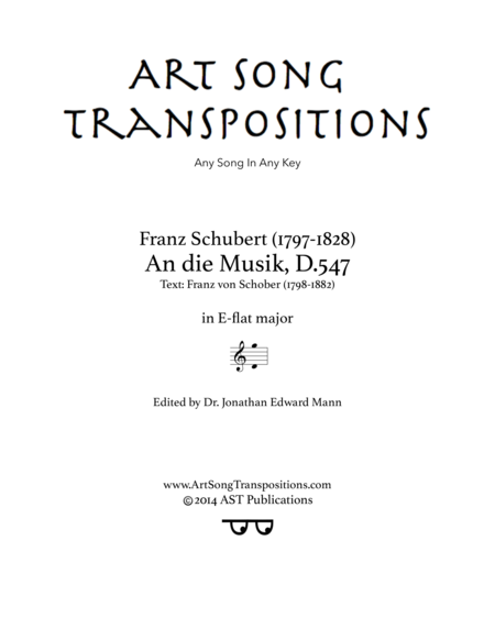 SCHUBERT: An die Musik, D. 547 (transposed to E-flat major)