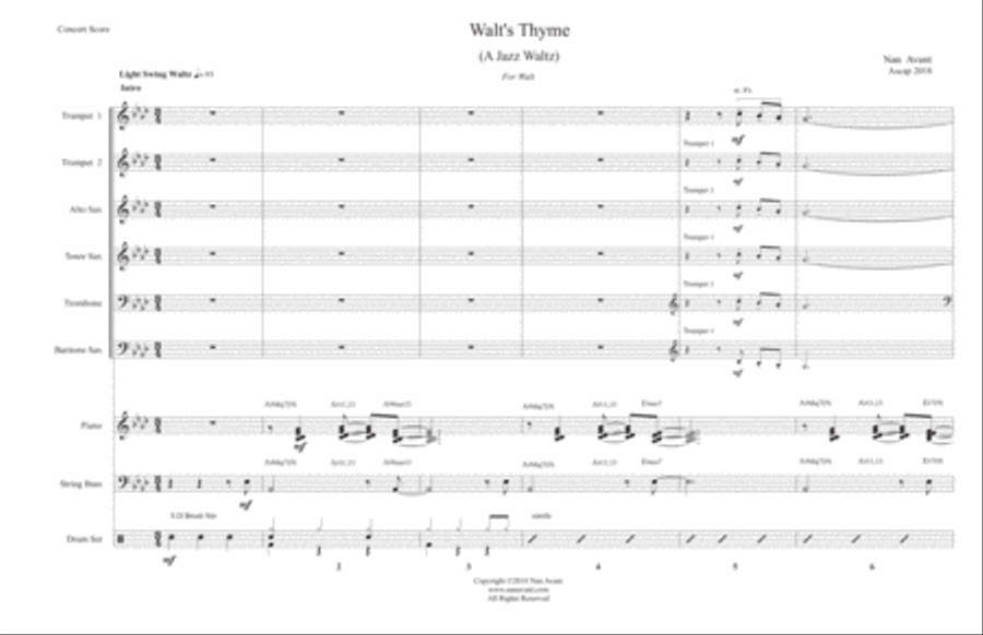 Walt's Thyme~ A Waltz for Jazz Ensemble and Horns Jazz Ensemble scores gallery preview page 3