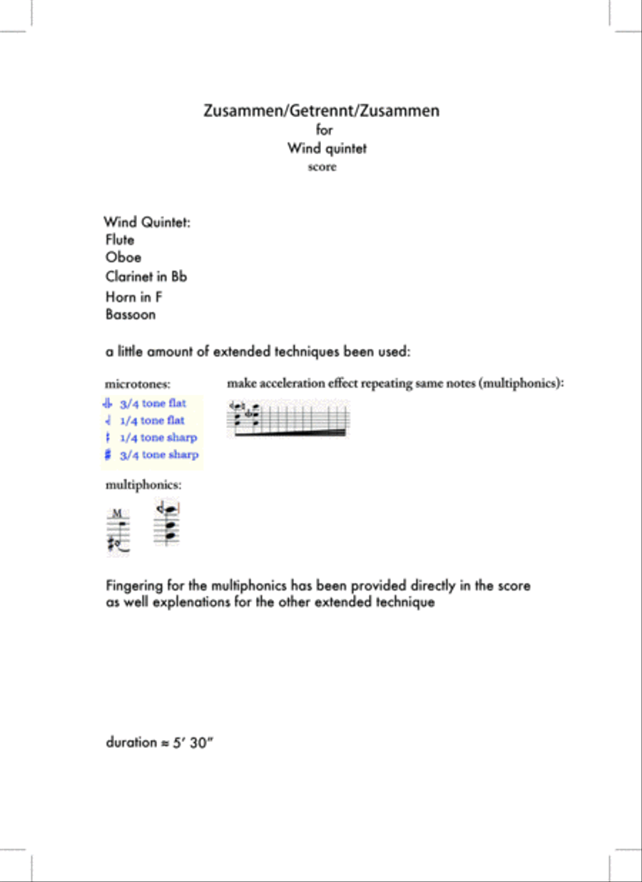 Zusammen/Getrennt/Zusammen - Woodwind Quintet