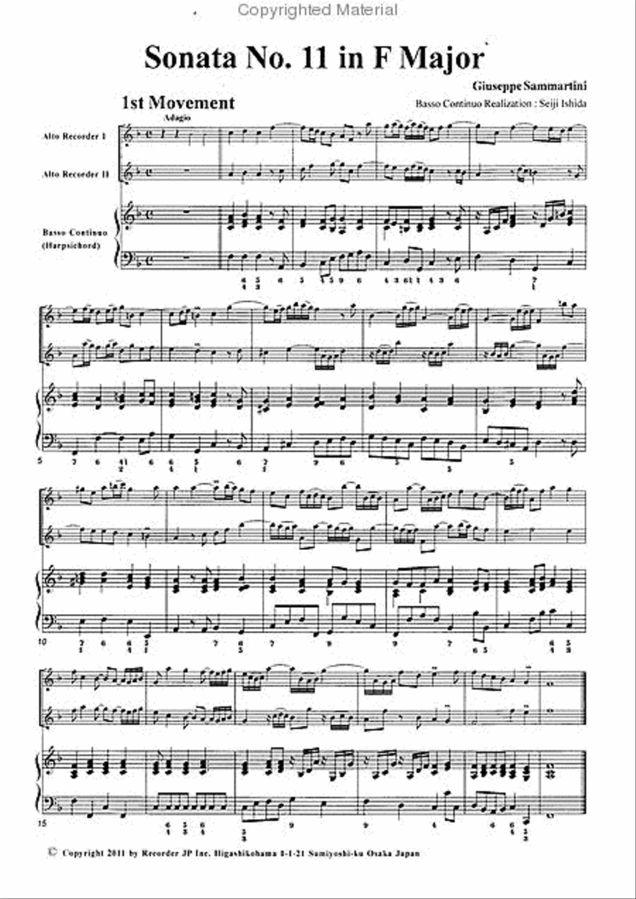 Sonata No. 11 in F Major Alto Recorder scores gallery preview page 3