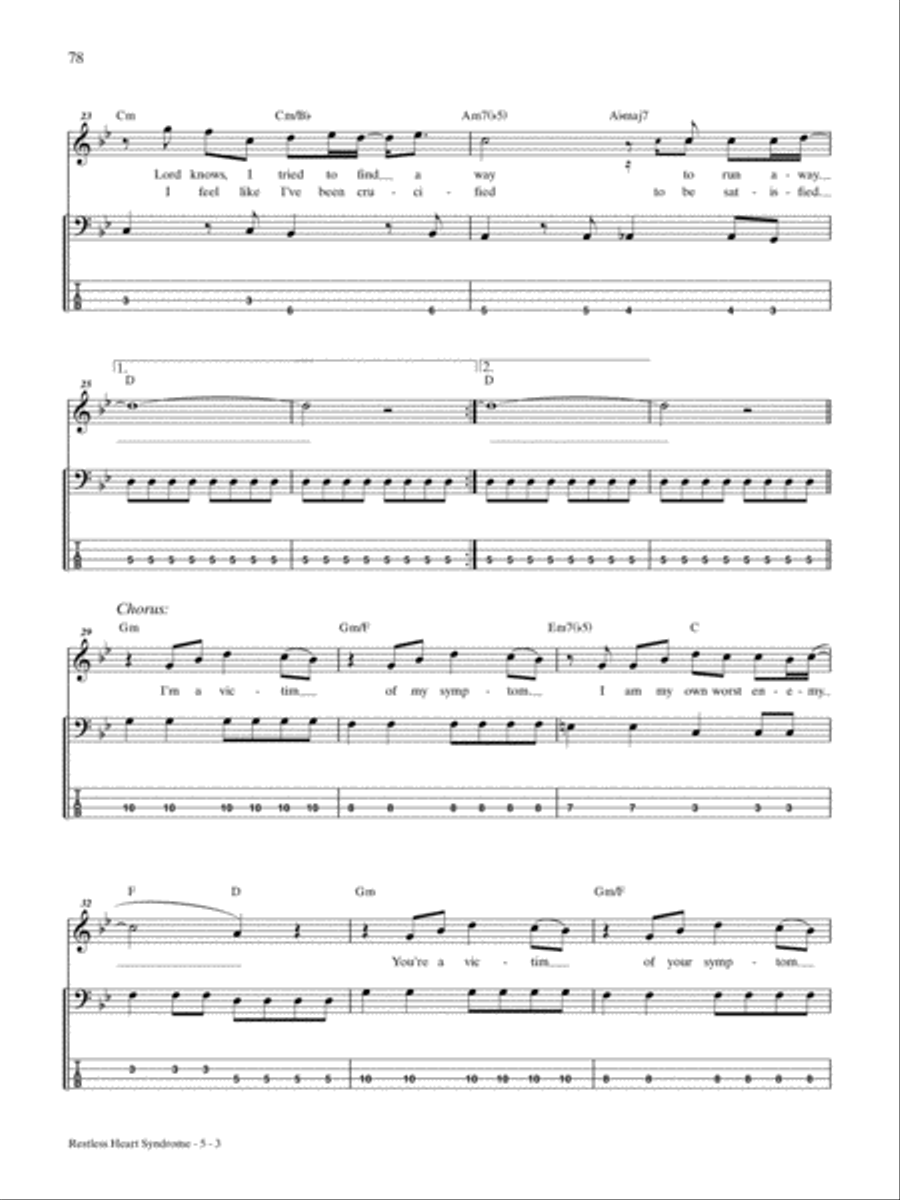 Restless Heart Syndrome Bass Guitar Tablature scores gallery preview page 3