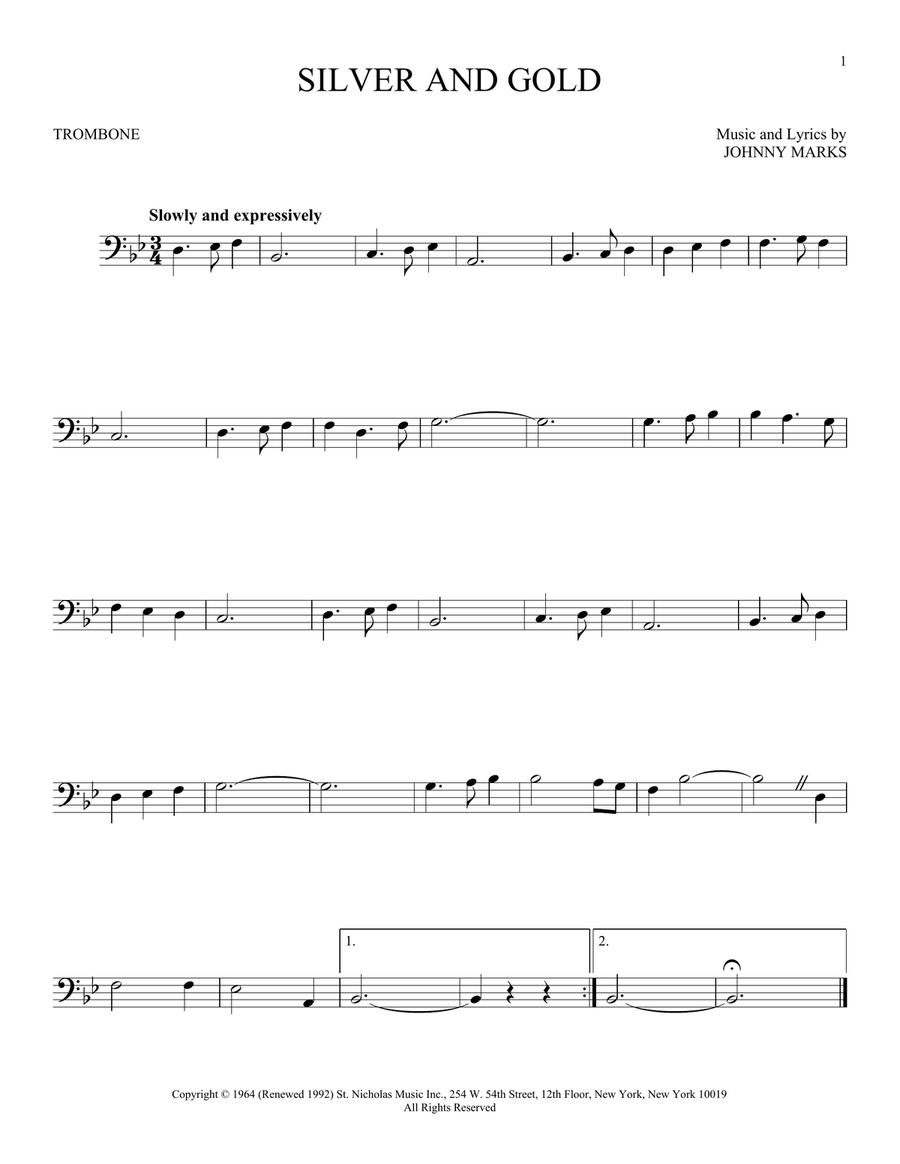 Silver And Gold Trombone Solo scores gallery preview page 1