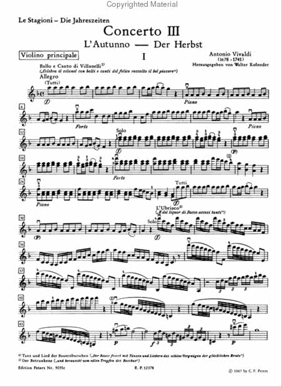 Violin Concerto in F Op. 8 No. 3 Autumn (Edition for Violin and Piano)