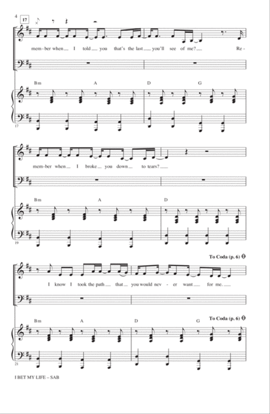 I Bet My Life 3-Part scores gallery preview page 3