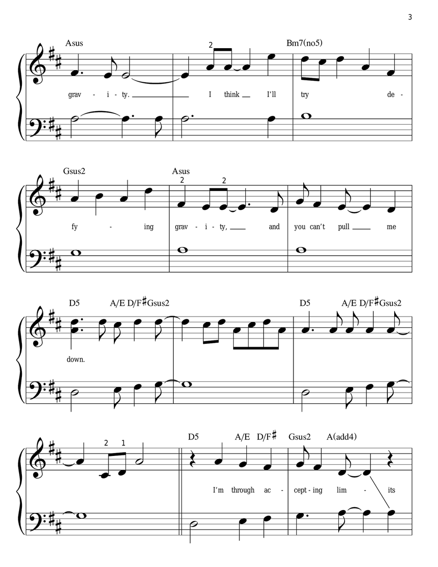 Defying Gravity (from Wicked) Easy Piano scores gallery preview page 3