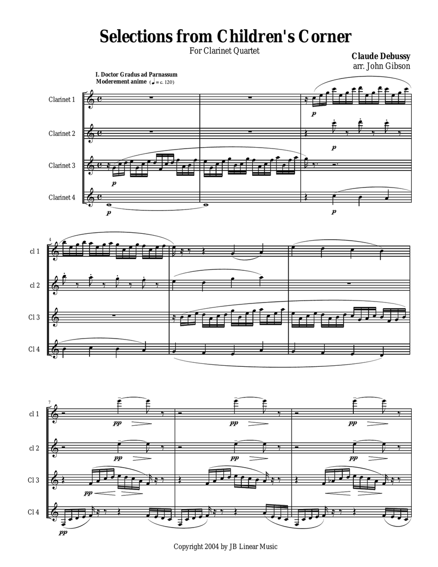 Debussy Children's Corner for Clarinet Quartet Clarinet Quartet scores gallery preview page 2
