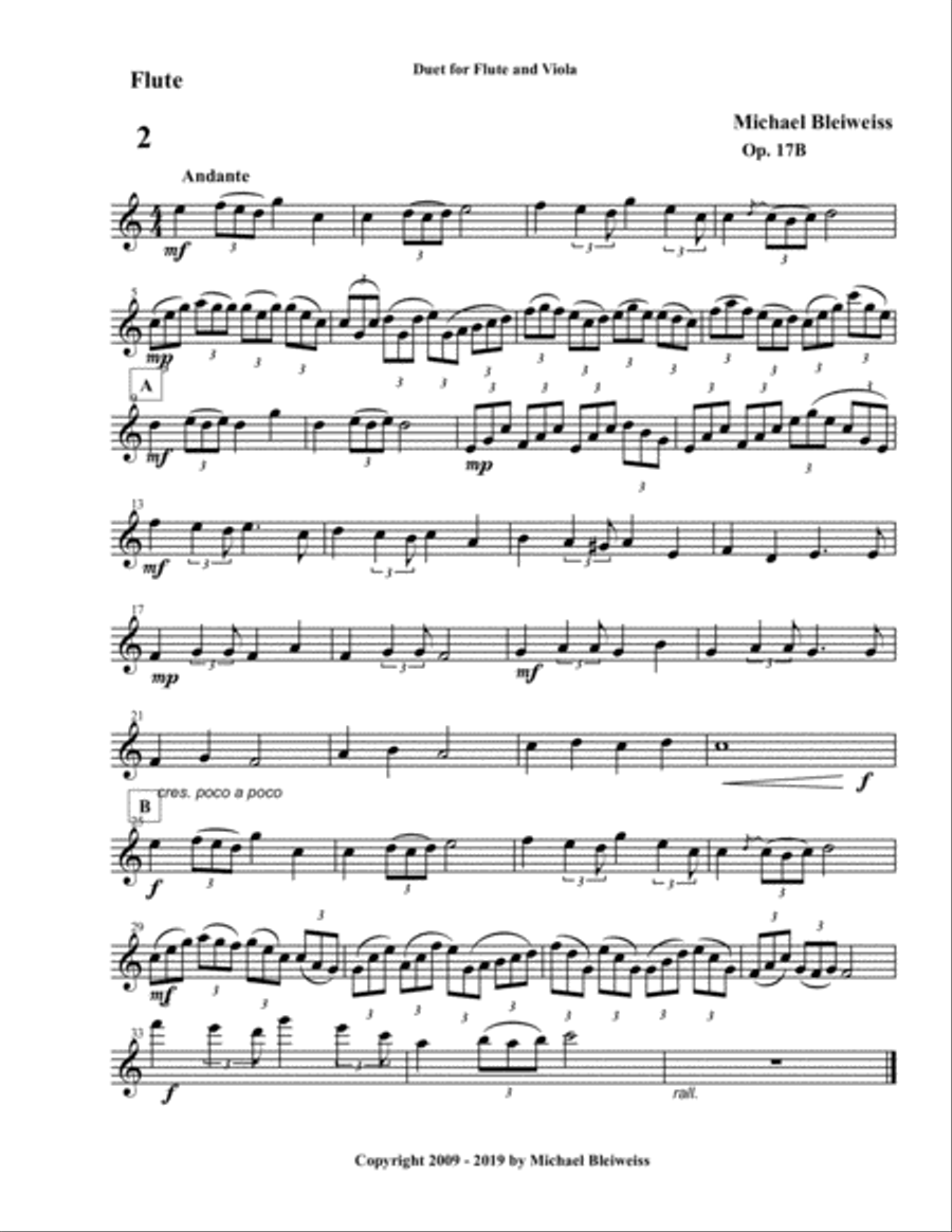 Duet Op. 17B for Flute and Viola Flute scores gallery preview page 5